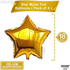 Gold Star Foil Balloons –1 8” 6pcs