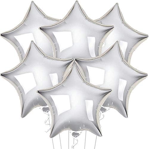 Silver Star Foil Balloons – 18” 6pcs