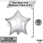 Silver Star Foil Balloons – 18” 6pcs