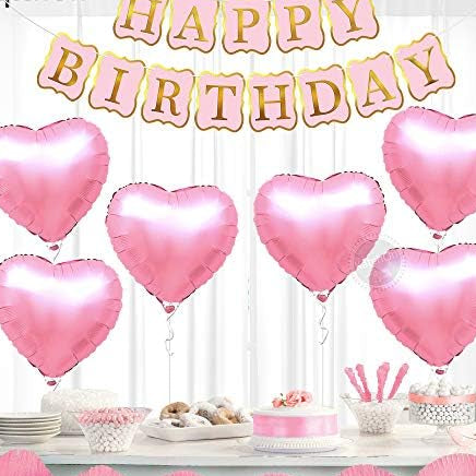 Pink Heart Balloons – Pack of 6 18 inch