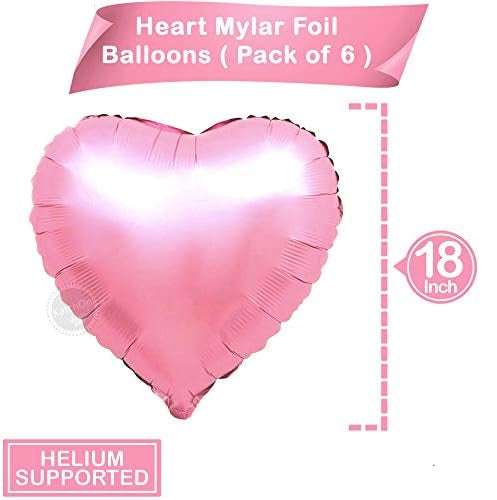 Pink Heart Balloons – Pack of 6 18 inch