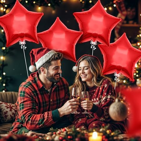Red Star Foil Balloons – 6pcs