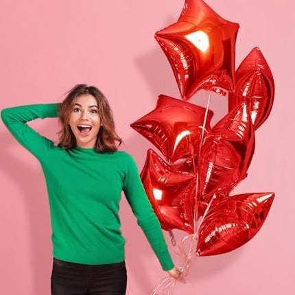 Red Star Foil Balloons – 6pcs