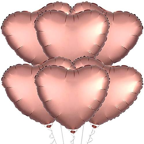 Rose Gold Heart Balloons – 6 Pack