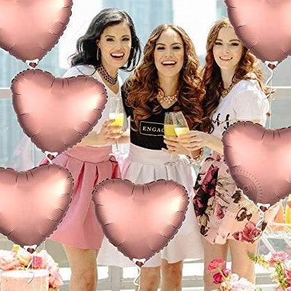 Rose Gold Heart Balloons – 6 Pack