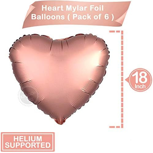 Rose Gold Heart Balloons – 6 Pack