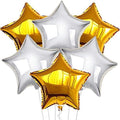 Gold & Silver Star Balloons –6pcs