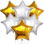 Gold & Silver Star Balloons –6pcs