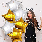Gold & Silver Star Balloons –6pcs