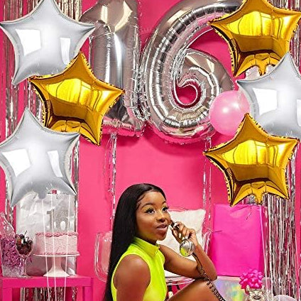 Gold & Silver Star Balloons –6pcs