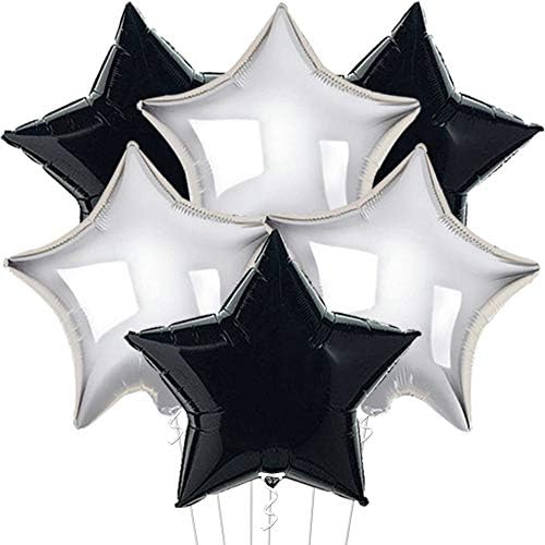 Black Silver Star Balloons – 6pcs