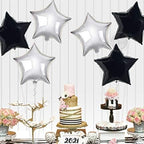 Black Silver Star Balloons – 6pcs