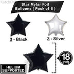Black Silver Star Balloons – 6pcs