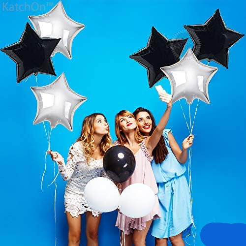 Black Silver Star Balloons – 6pcs