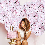 Pink White Confetti Balloons – 30 Pcs