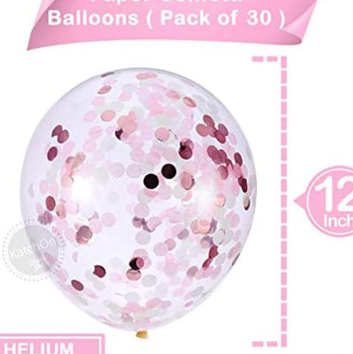 Pink White Confetti Balloons – 30 Pcs