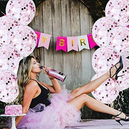 Pink White Confetti Balloons – 30 Pcs