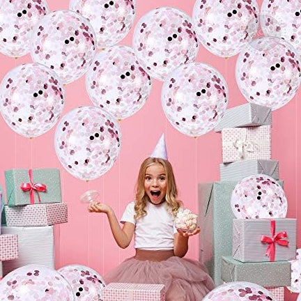 Pink White Confetti Balloons – 30 Pcs