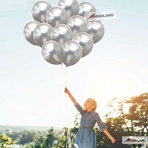 HIGHLAND Silver Metallic Balloons–50pcs