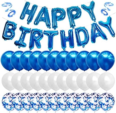 Blue Happy Birthday Confetti Balloons
