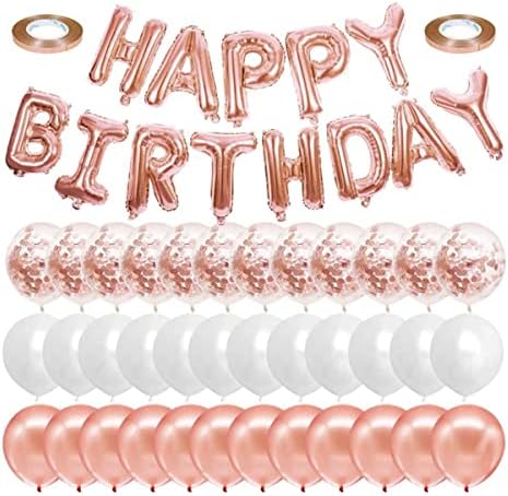 Rose Gold Birthday Confetti Balloons
