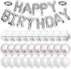 Silver Birthday Balloon Set with Confetti