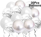 Silver Birthday Balloon Set with Confetti
