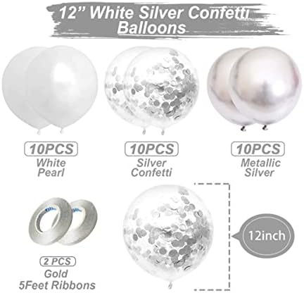 Silver Birthday Balloon Set with Confetti