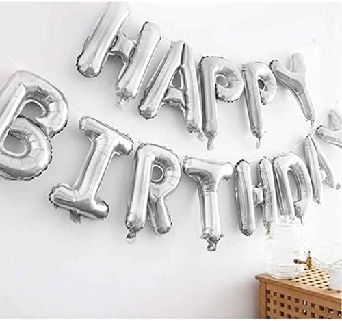 Silver Birthday Balloon Set with Confetti