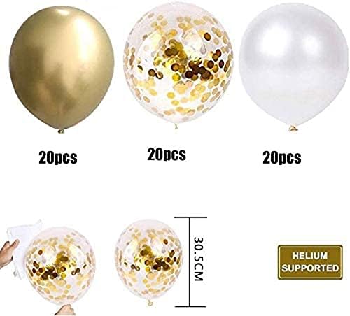 Gold Metallic & Confetti Balloons – 60pcs