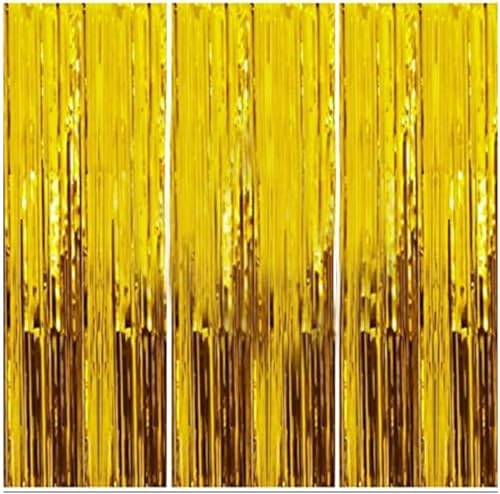 Gold Foil Fringe Curtains – 3 Pcs