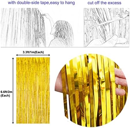 Gold Foil Fringe Curtains – 3 Pcs