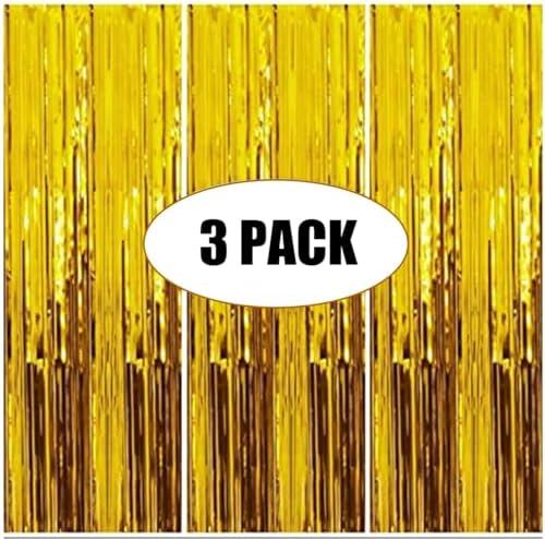 Gold Foil Fringe Curtains – 3 Pcs