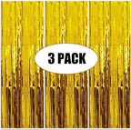 Gold Foil Fringe Curtains – 3 Pcs