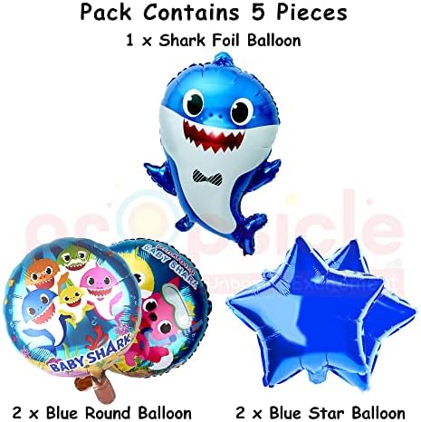 Propsicle Baby Shark Foil Balloons – 5pcs