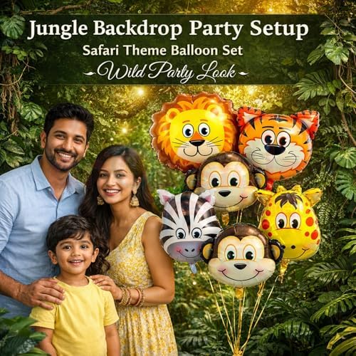 Jungle Safari Foil Balloons – 5 Pcs