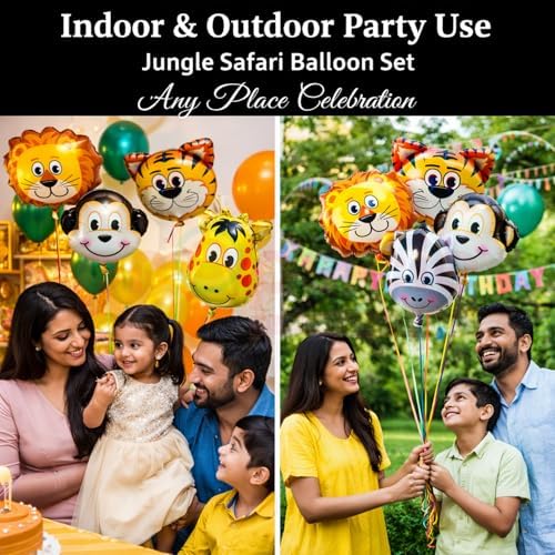 Jungle Safari Foil Balloons – 5 Pcs