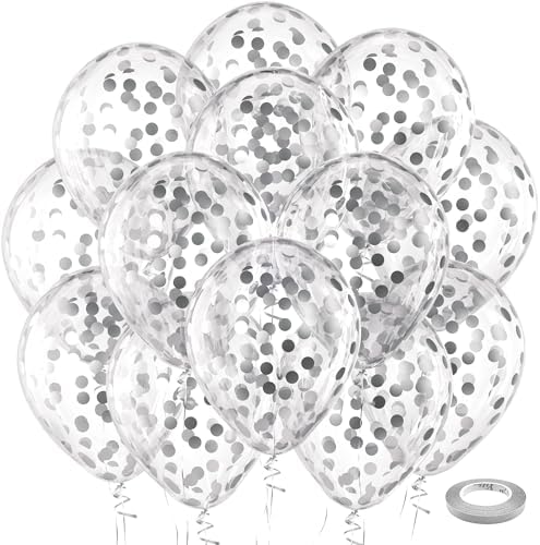 Silver Confetti Balloons – 60 Pcs