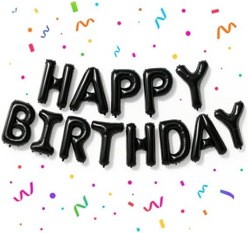 Black Happy Birthday Foil Banner – 16”