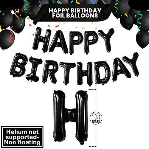Black Happy Birthday Foil Banner – 16”