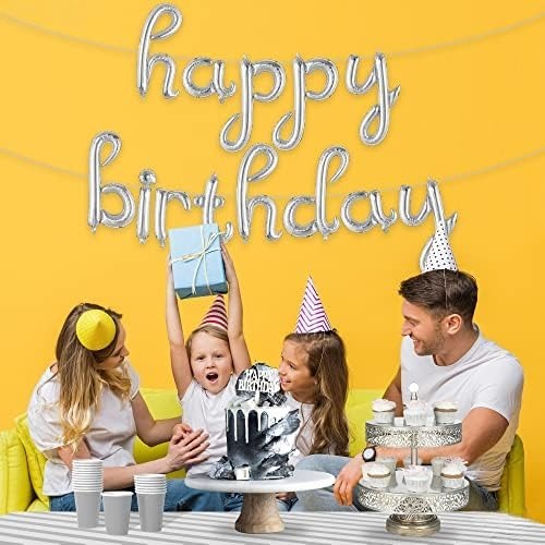 Silver Birthday Balloon Banner – 16 Inch