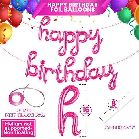 Pink Happy Birthday Balloon Banner – 16