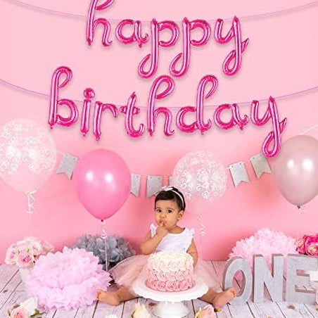 Pink Happy Birthday Balloon Banner – 16