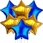 Blue Gold Star Foil Balloons – 6pcs