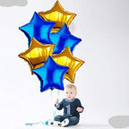 Blue Gold Star Foil Balloons – 6pcs