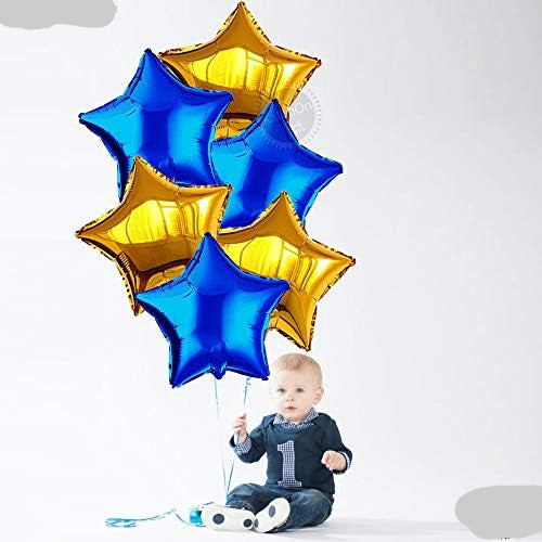 Blue Gold Star Foil Balloons – 6pcs