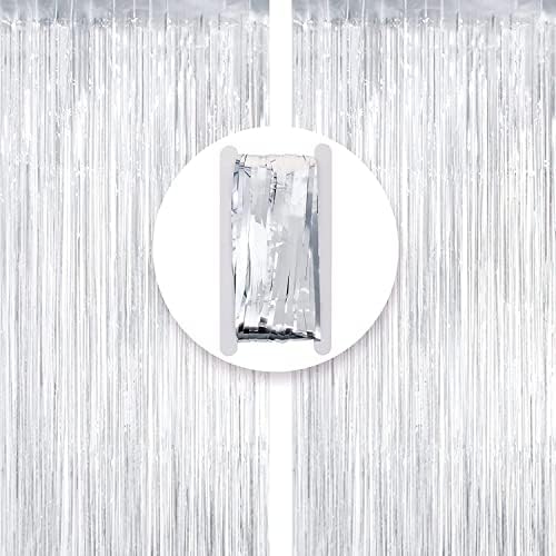 Goldedge Silver Fringe Curtains – 2 Pcs