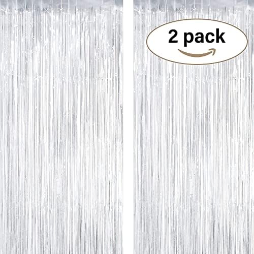 Goldedge Silver Fringe Curtains – 2 Pcs