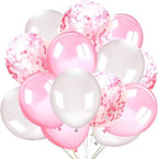 Pink White Confetti Balloons–30pcs