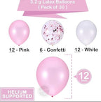 Pink White Confetti Balloons–30pcs